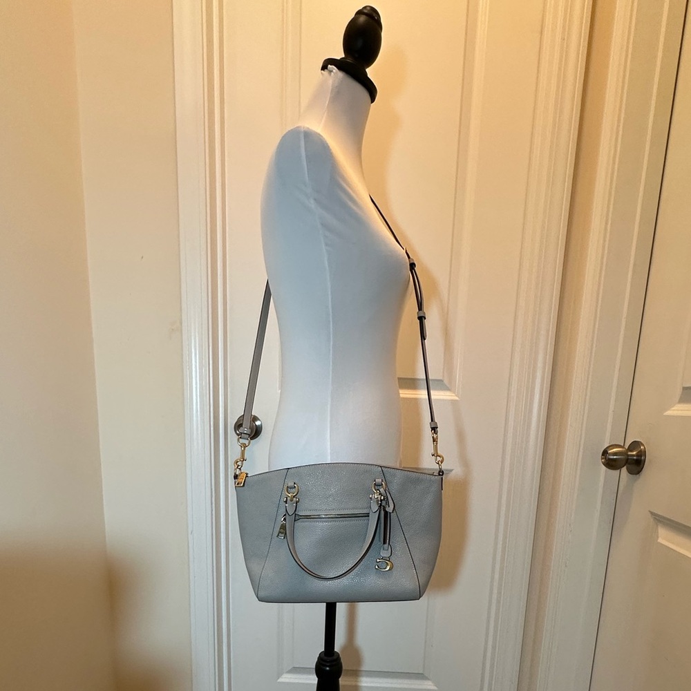 Coach Dove Grey Bella Leather Satchel - Picture 6 of 11